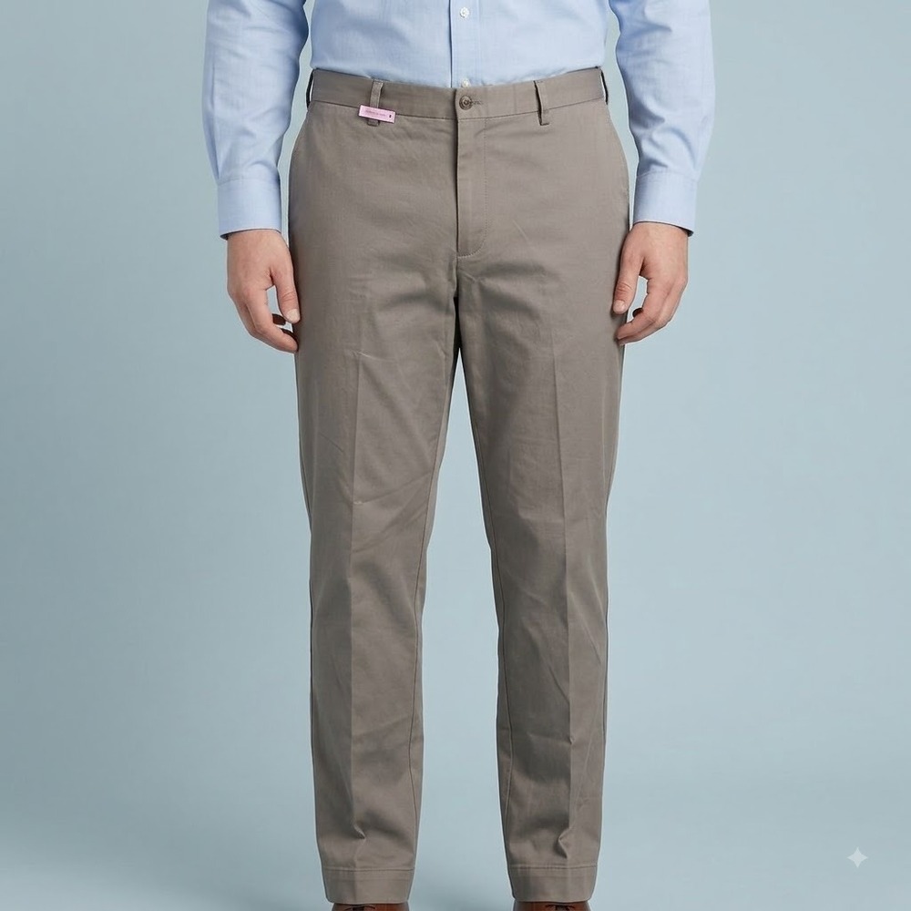 Brooks Brothers Advantage Chino Pants Men's 42x32 Gray Stretch Regular Fit